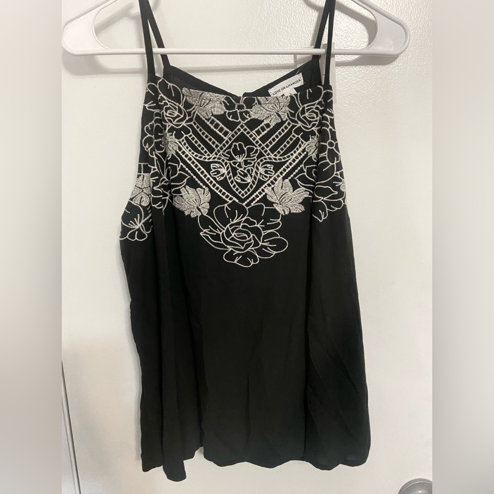 Love on a Hanger Black and Cream Embroidered A-Line Skirt